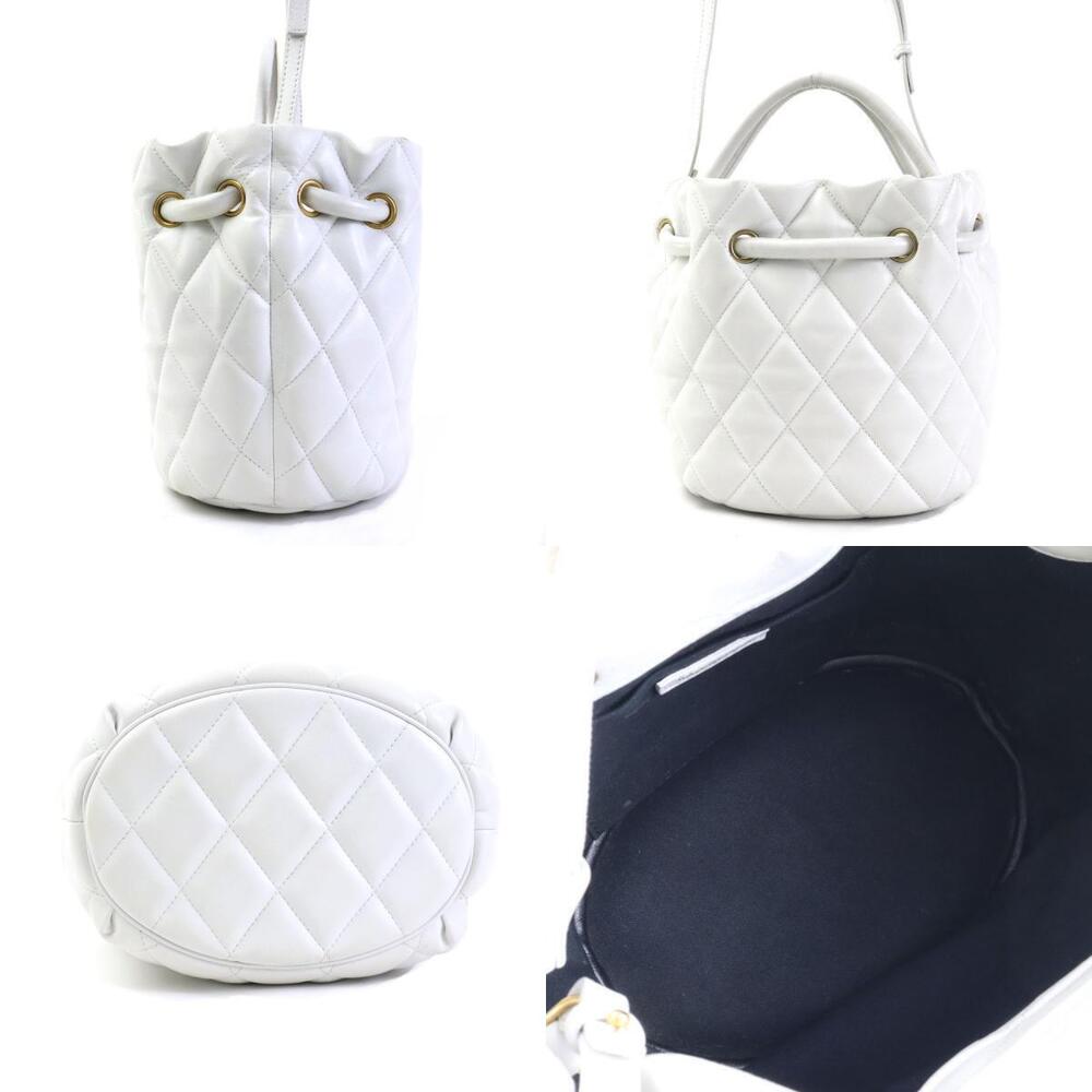 Balenciaga Bag 2way Quilted Leather White Shoulder Bucket White